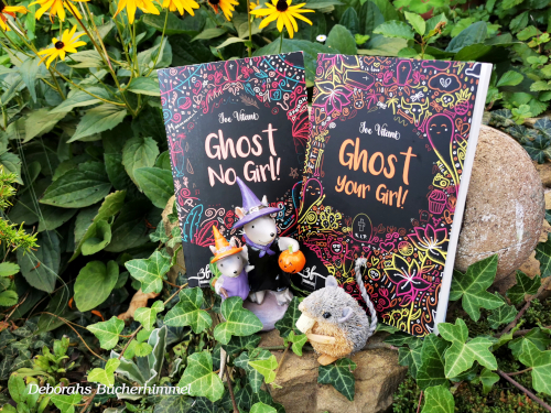 "Ghost No Girl!" und "Ghost your Girl!" mit Mäusedeko im Garten.