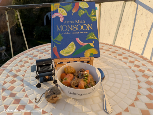 "Monsoon" von Asma Khan mit Rinder-Ishtu und Blogmaus im Vordergrund.